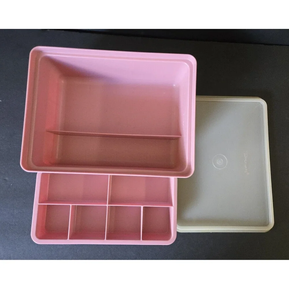 Vintage Tupperware Tuppercraft Stow N Go 3 pc Craft Storage Container